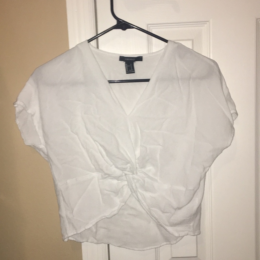 White cross crop top